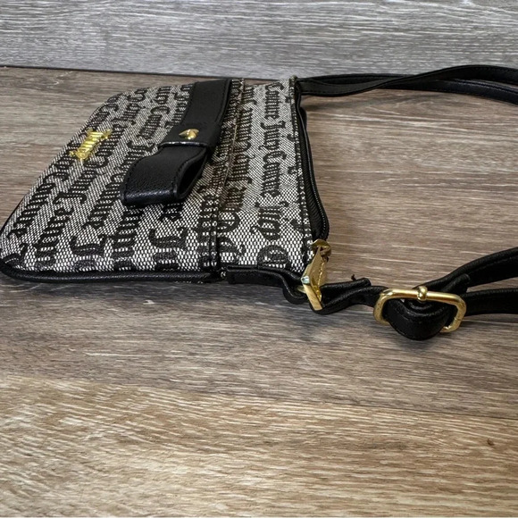 Juicy Couture Peek A Bow crossbody bag Black Gray Gold Tone hardware - Picture 7 of 14